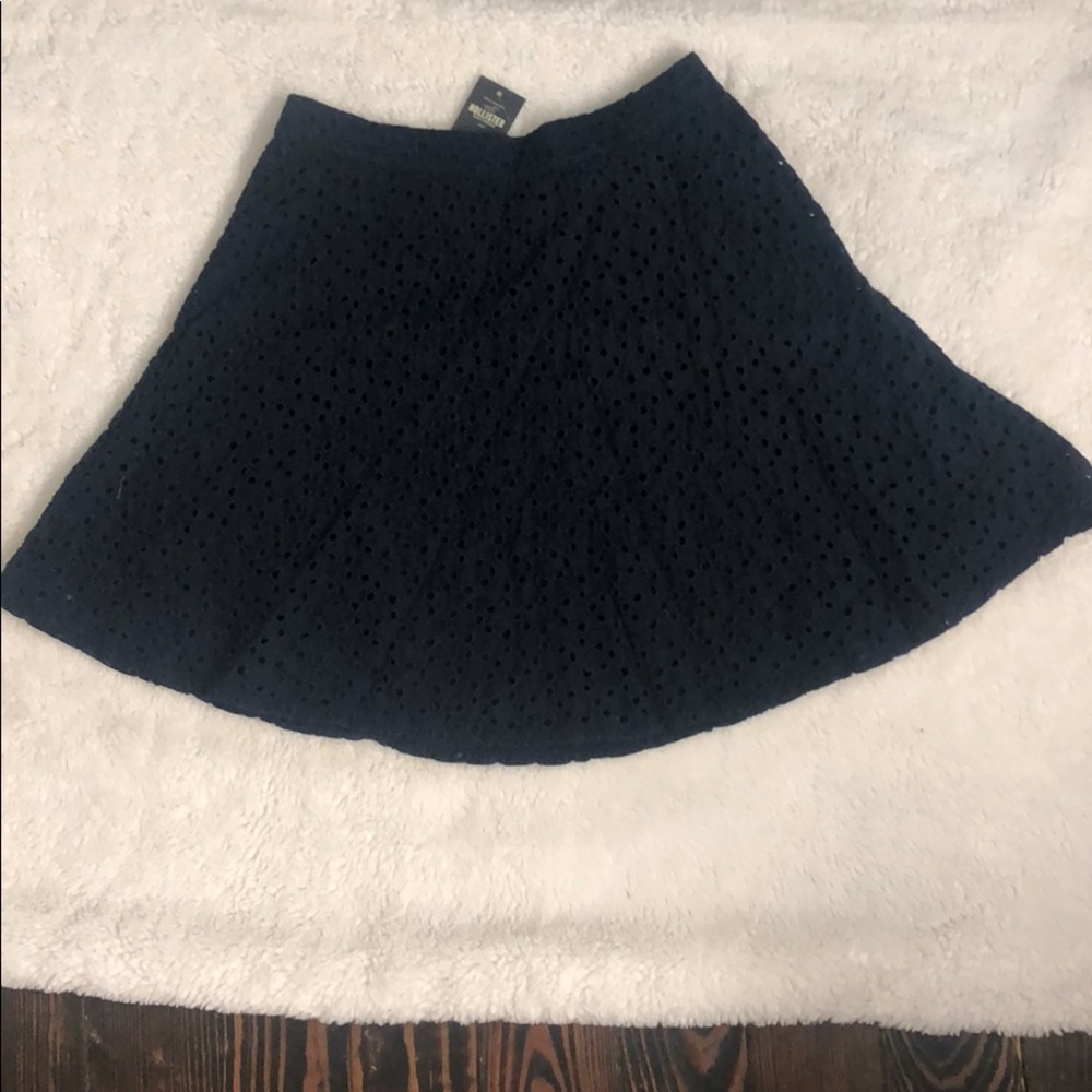 hollister navy blue eyelet laced scuba skirt NWT